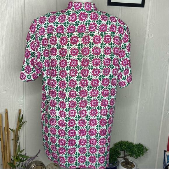 Vintage Pink and Green Bold Print Nordstrom Point of View Button Top (S) - Picture 3 of 4